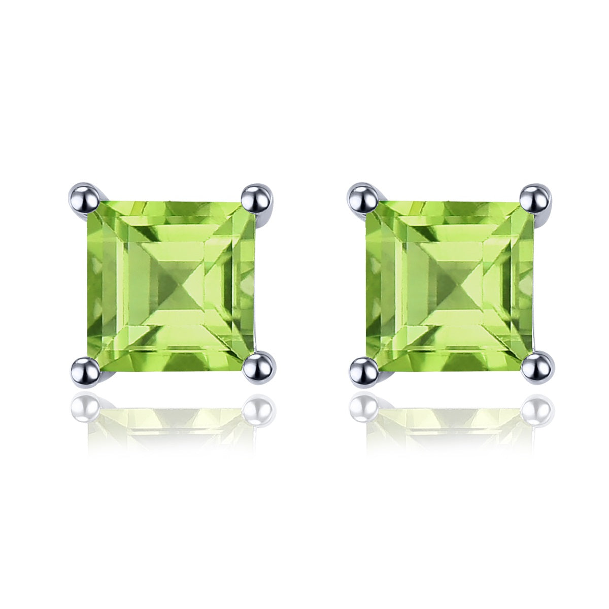 5mm Square Cut Natural Peridot Stud Earrings - Premium Jewelry from Dazzling Delights - Just $50.96! Shop now at Dazzling Delights