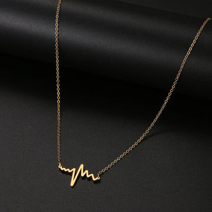 Gold Titanium Heartbeat Pendant Necklace - Premium Jewelry from Dazzling Delights - Just $22.95! Shop now at Dazzling Delights