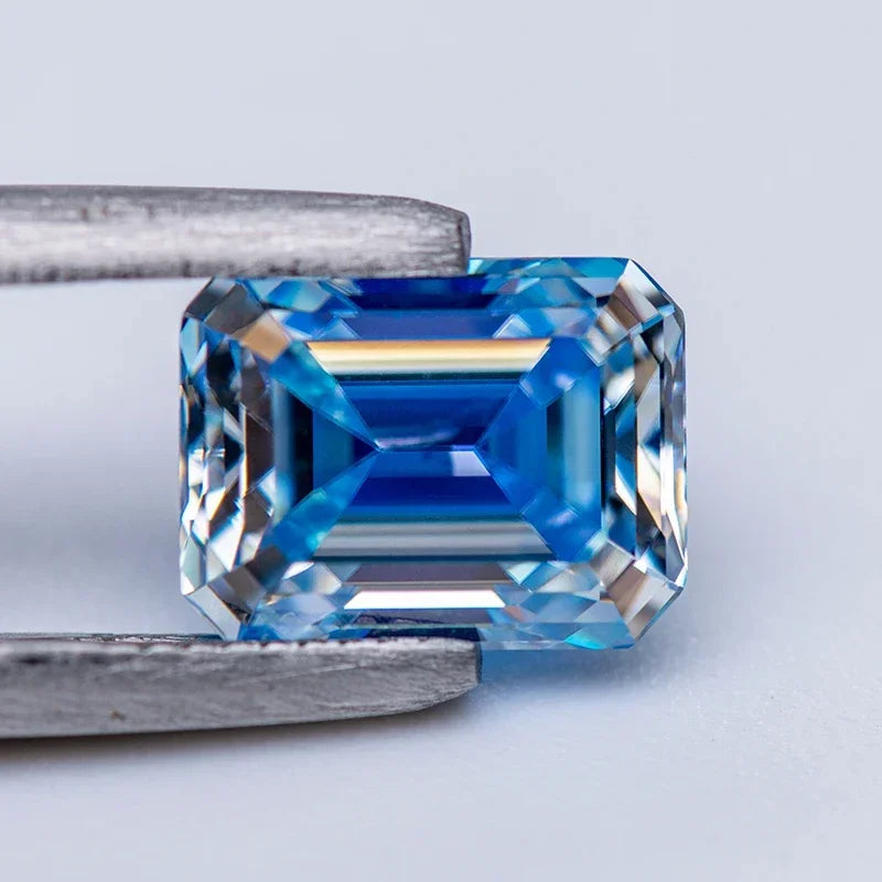 Sea Blue Emerald Cut Moissanites - Premium Jewelry from Dazzling Delights - Just $83.33! Shop now at Dazzling Delights