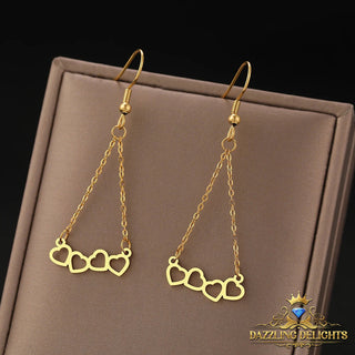 Titanium Four Hearts Dangle Earrings - Premium Jewelry from Dazzling Delights - Just $16.88! Shop now at Dazzling Delights