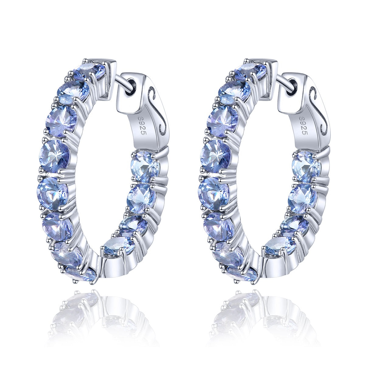 4.3ct Tanzanite Sterling Silver Hoop Earrings - Premium Jewelry from Dazzling Delights - Just $125.21! Shop now at Dazzling Delights