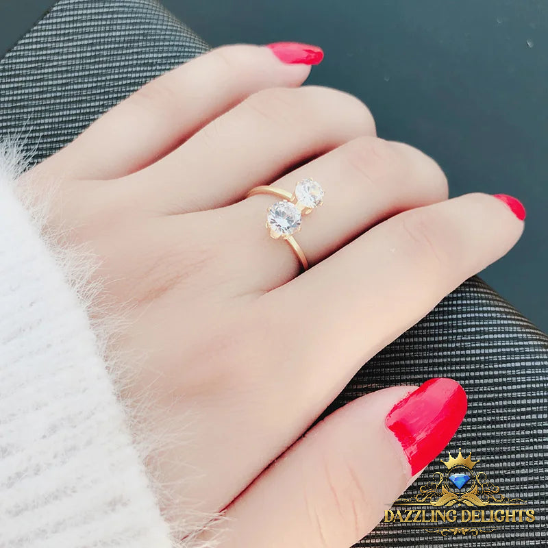 Titanium Open Ring with 6mm Cubic Zirconia - Premium Jewelry from Dazzling Delights - Just $35.21! Shop now at Dazzling Delights