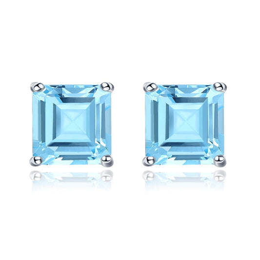 6mm Square Cut Natural Topaz Stud Earrings - Premium Jewelry from Dazzling Delights - Just $50.96! Shop now at Dazzling Delights