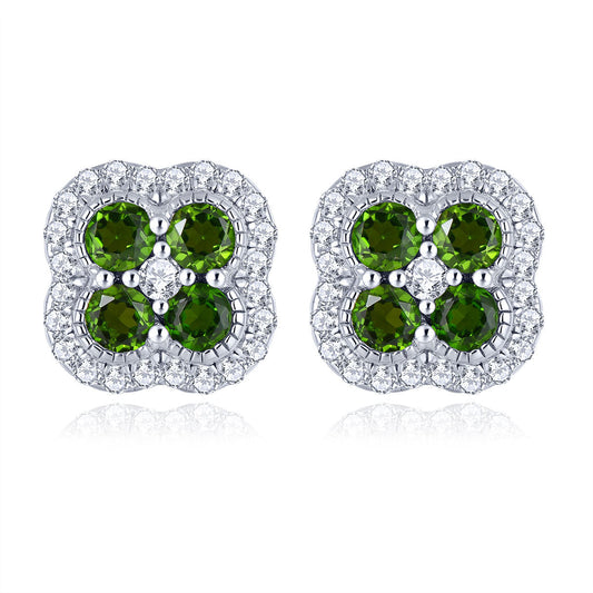 Four-Stone Natural Gemstone Halo Stud Earrings - Your Choice of Gemstone - Premium Jewelry from Dazzling Delights - Just $69.71! Shop now at Dazzling Delights