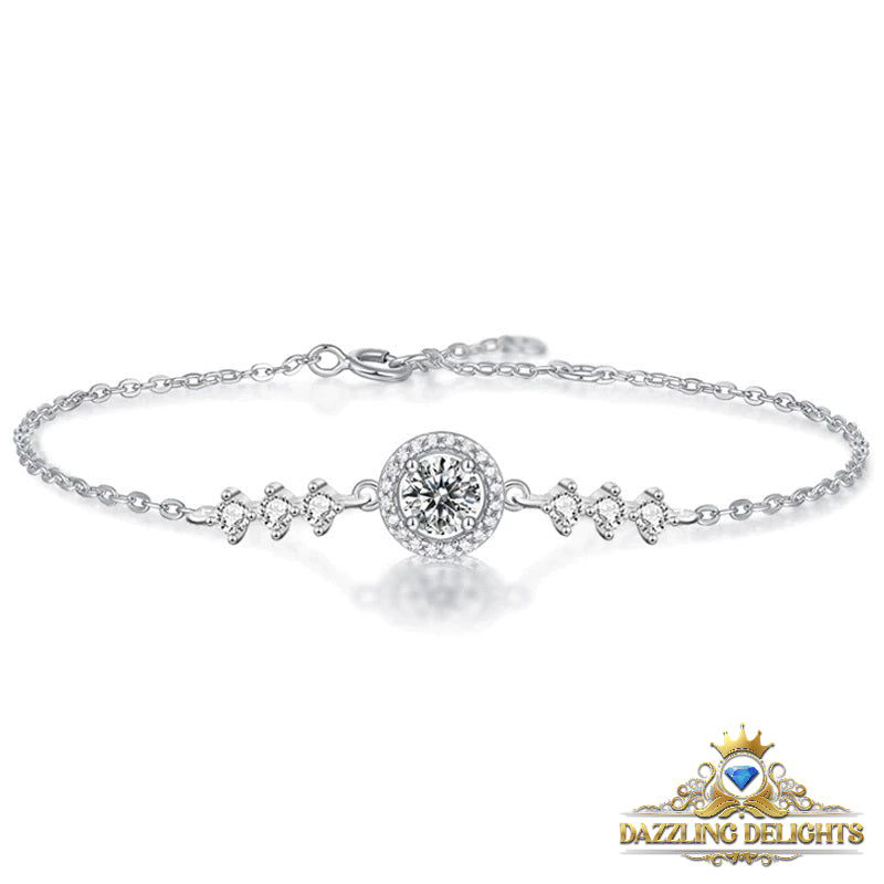 6.5mm Round Brilliant Cut Moissanite Halo Bracelet - Premium Jewelry from Dazzling Delights - Just $112.46! Shop now at Dazzling Delights