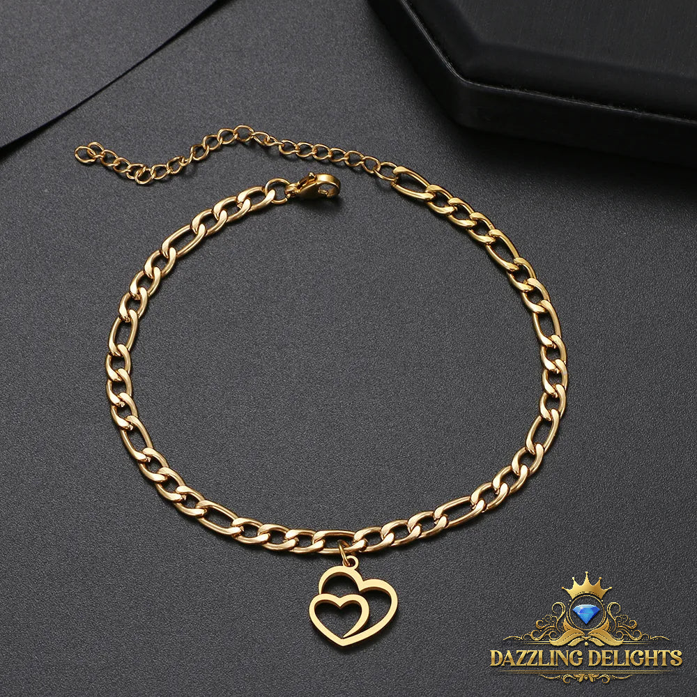 Titanium Double Heart Bracelet - Premium Jewelry from Dazzling Delights - Just $20.96! Shop now at Dazzling Delights