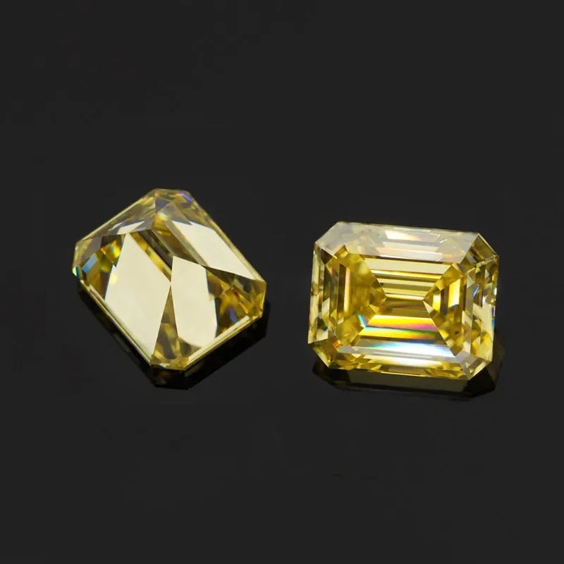 Vivid Canary Yellow Emerald Cut Moissanites - Premium Jewelry from Dazzling Delights - Just $83.33! Shop now at Dazzling Delights