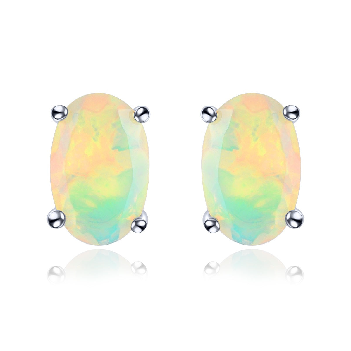 6x4mm Oval Cut Natural Opal Stud Earrings - Premium Jewelry from Dazzling Delights - Just $67.95! Shop now at Dazzling Delights