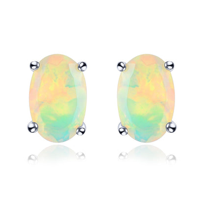 6x4mm Oval Cut Natural Opal Stud Earrings - Premium Jewelry from Dazzling Delights - Just $67.95! Shop now at Dazzling Delights