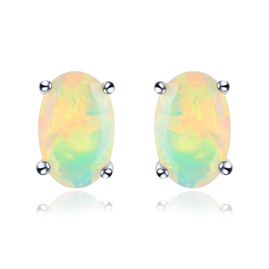 6x4mm Oval Cut Natural Opal Stud Earrings - Premium Jewelry from Dazzling Delights - Just $50.96! Shop now at Dazzling Delights