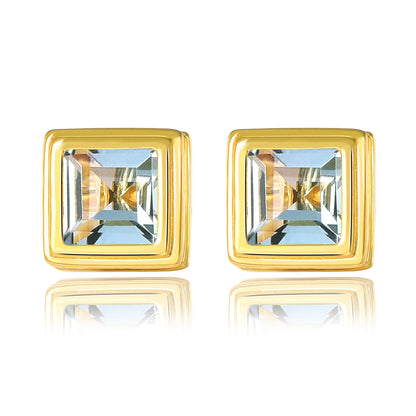 Geometric Designed Natural Gemstone Stud Earrings - Your Choice of Gemstone - Premium Jewelry from Dazzling Delights - Just $56.21! Shop now at Dazzling Delights