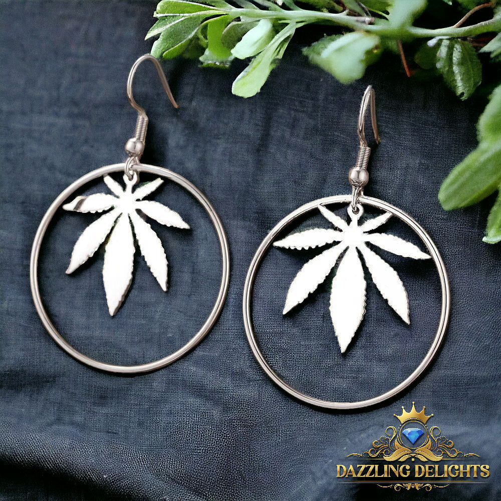 Titanium Circle Leaf Dangle Earrings - Premium Jewelry from Dazzling Delights - Just $20.96! Shop now at Dazzling Delights