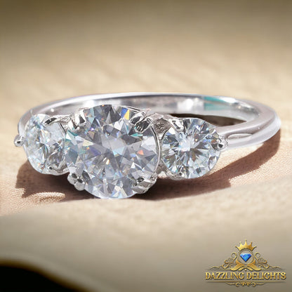 3ct Moissanite Trilogy Ring - Premium Jewelry from Dazzling Delights - Just $112.46! Shop now at Dazzling Delights