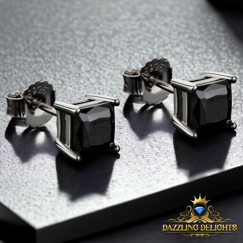 Princess Cut Black Moissanite Stud Earrings - Premium Jewelry from Dazzling Delights - Just $103.46! Shop now at Dazzling Delights