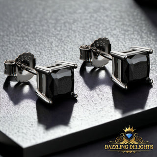 Princess Cut Black Moissanite Stud Earrings - Premium Jewelry from Dazzling Delights - Just $84! Shop now at Dazzling Delights
