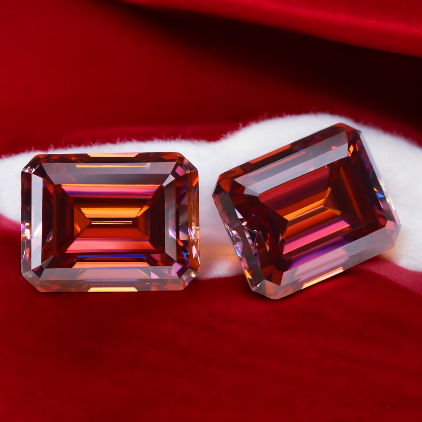 Pigeon Blood Red Emerald Cut Moissanites - Premium Jewelry from Dazzling Delights - Just $83.33! Shop now at Dazzling Delights