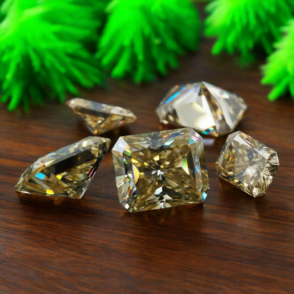 Champagne Radiant Cut Moissanites - Premium Jewelry from Dazzling Delights - Just $133.33! Shop now at Dazzling Delights