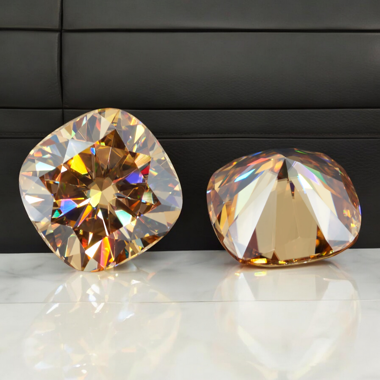 Vivid Champagne Cushion Cut Moissanites - Premium Jewelry from Dazzling Delights - Just $83.33! Shop now at Dazzling Delights