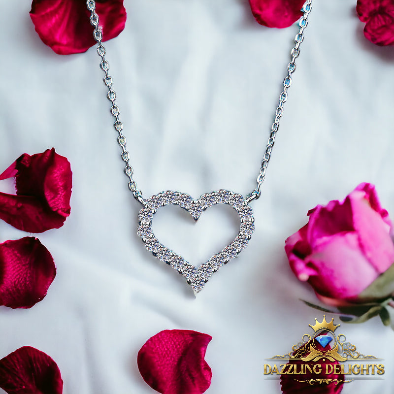 Moissanite Hollow Heart Pendant Necklace - Premium Jewelry from Dazzling Delights - Just $71.21! Shop now at Dazzling Delights