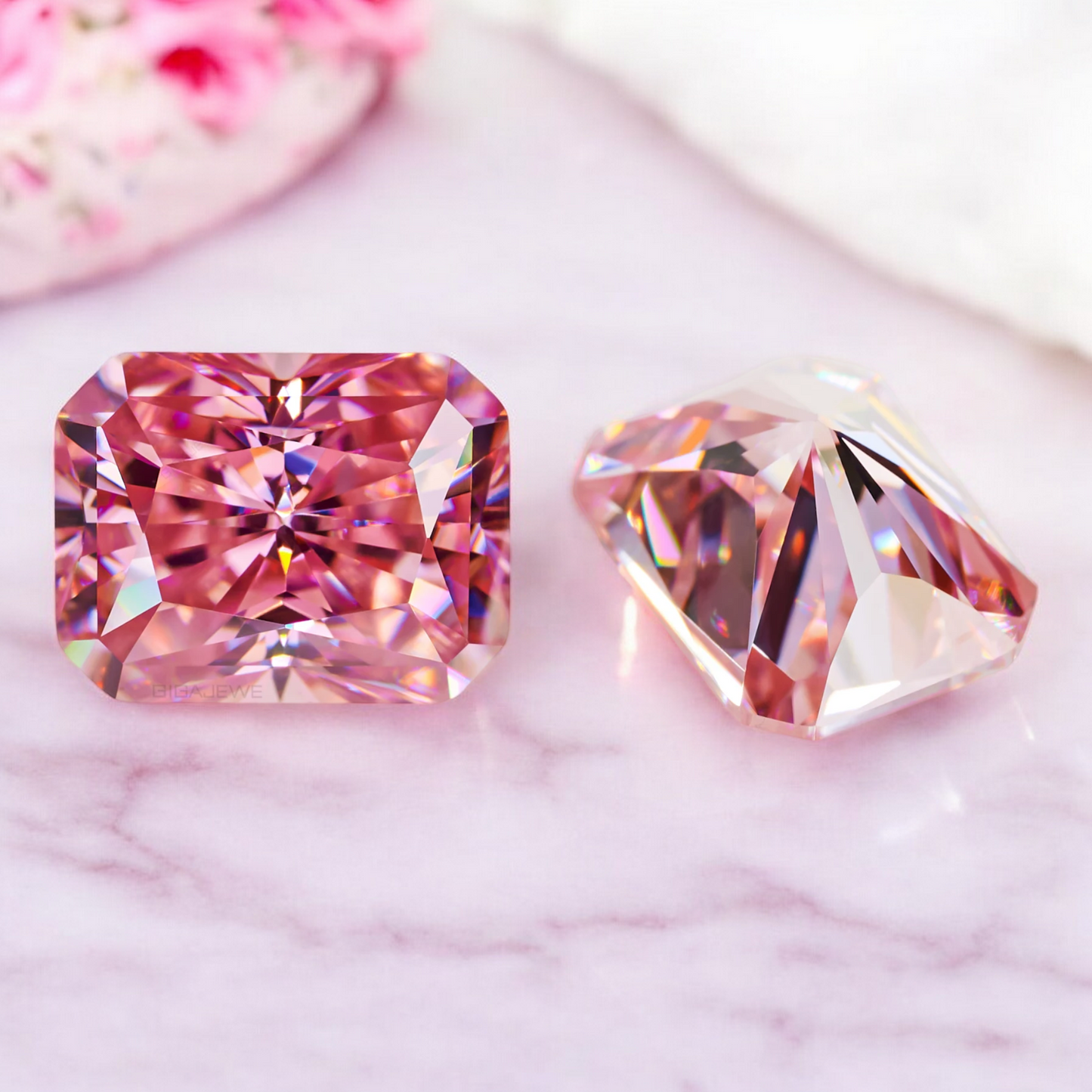 Soft Pink Radiant Cut Moissanites - Premium Jewelry from Dazzling Delights - Just $83.33! Shop now at Dazzling Delights