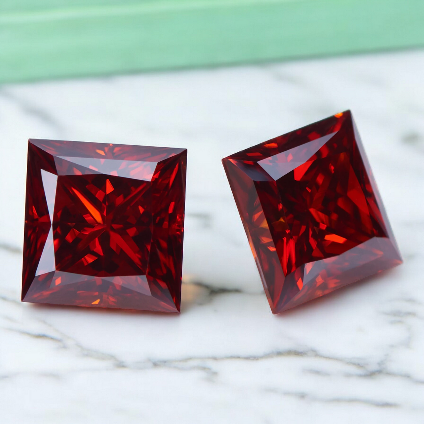 Pigeon Blood Red Princess Cut Moissanites - Premium Jewelry from Dazzling Delights - Just $83.33! Shop now at Dazzling Delights