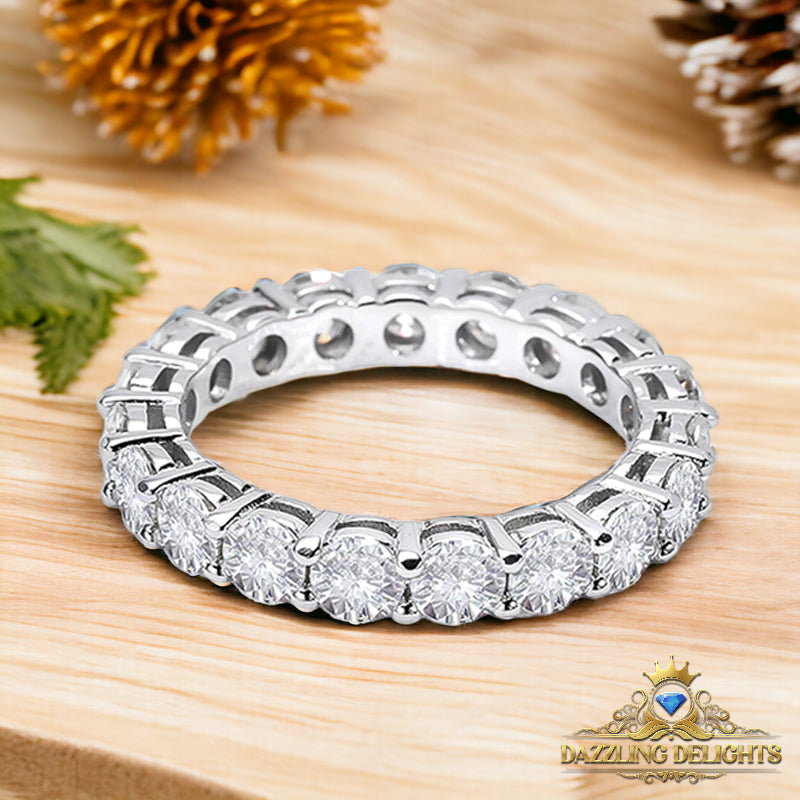 2.1ct Round Brilliant Cut Moissanite Full Eternity Ring Wedding Band - Premium Jewelry from Dazzling Delights - Just $83.96! Shop now at Dazzling Delights