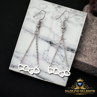 Titanium Four Hearts Dangle Earrings - Premium Jewelry from Dazzling Delights - Just $28.95! Shop now at Dazzling Delights