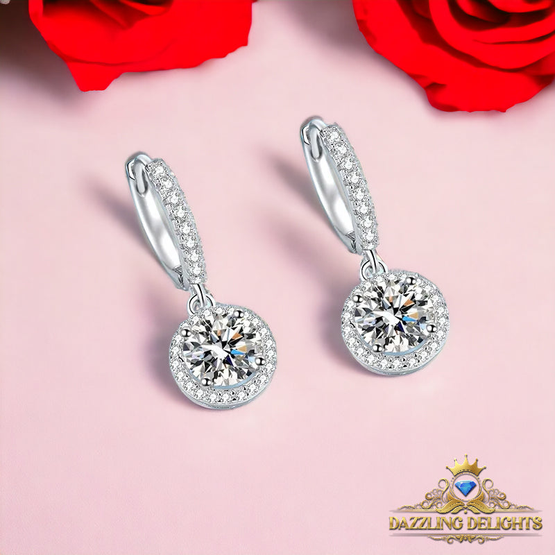 6.5mm Moissanite Drop Halo Earrings - Premium Jewelry from Dazzling Delights - Just $112.46! Shop now at Dazzling Delights