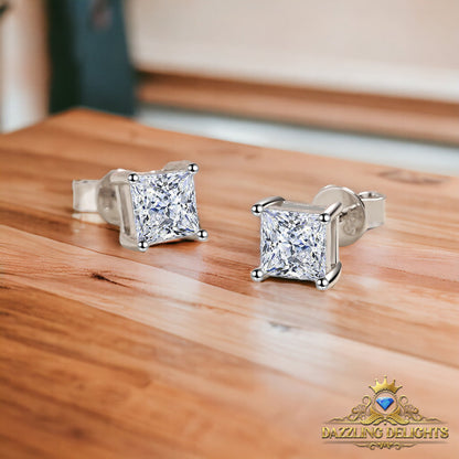 Princess Cut Moissanite Stud Earrings - Premium Jewelry from Dazzling Delights - Just $80.96! Shop now at Dazzling Delights