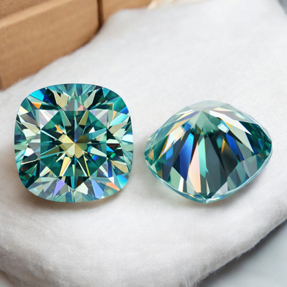 Blueish Green Cushion Cut Moissanites - Premium Jewelry from Dazzling Delights - Just $83.33! Shop now at Dazzling Delights