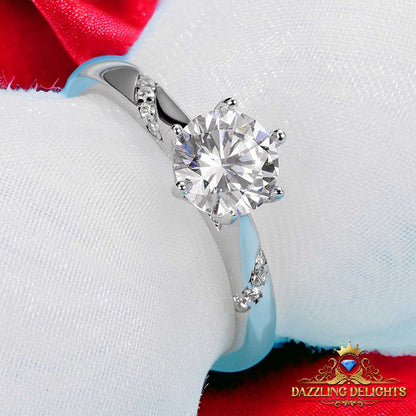 6 Prong Solitaire Moissanite Engagement Ring - Premium Jewelry from Dazzling Delights - Just $64.46! Shop now at Dazzling Delights