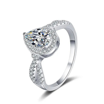 Pear Cut Moissanite Halo Ring - Premium Jewelry from Dazzling Delights - Just $89.96! Shop now at Dazzling Delights