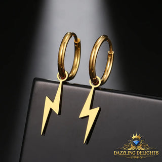 Titanium Lightning Bolt Sleeper Dangle Earrings - Premium Jewelry from Dazzling Delights - Just $16.12! Shop now at Dazzling Delights