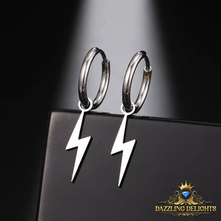 Titanium Lightning Bolt Sleeper Dangle Earrings - Premium Jewelry from Dazzling Delights - Just $16.12! Shop now at Dazzling Delights