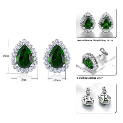 7x5mm Pear Cut Natural Chrome Diopside Halo Stud Earrings - Premium Jewelry from Dazzling Delights - Just $85.95! Shop now at Dazzling Delights