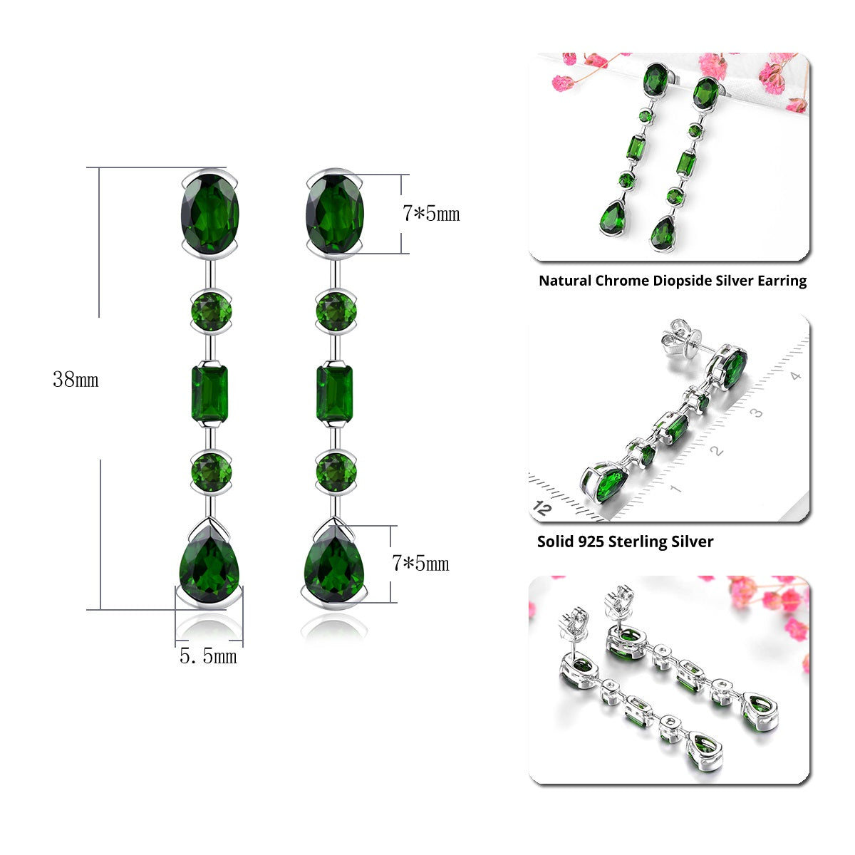 3.5 Carats Natural Gemstone Dangle Earrings - Your Choice of Gemstone - Premium Jewelry from Dazzling Delights - Just $64.46! Shop now at Dazzling Delights