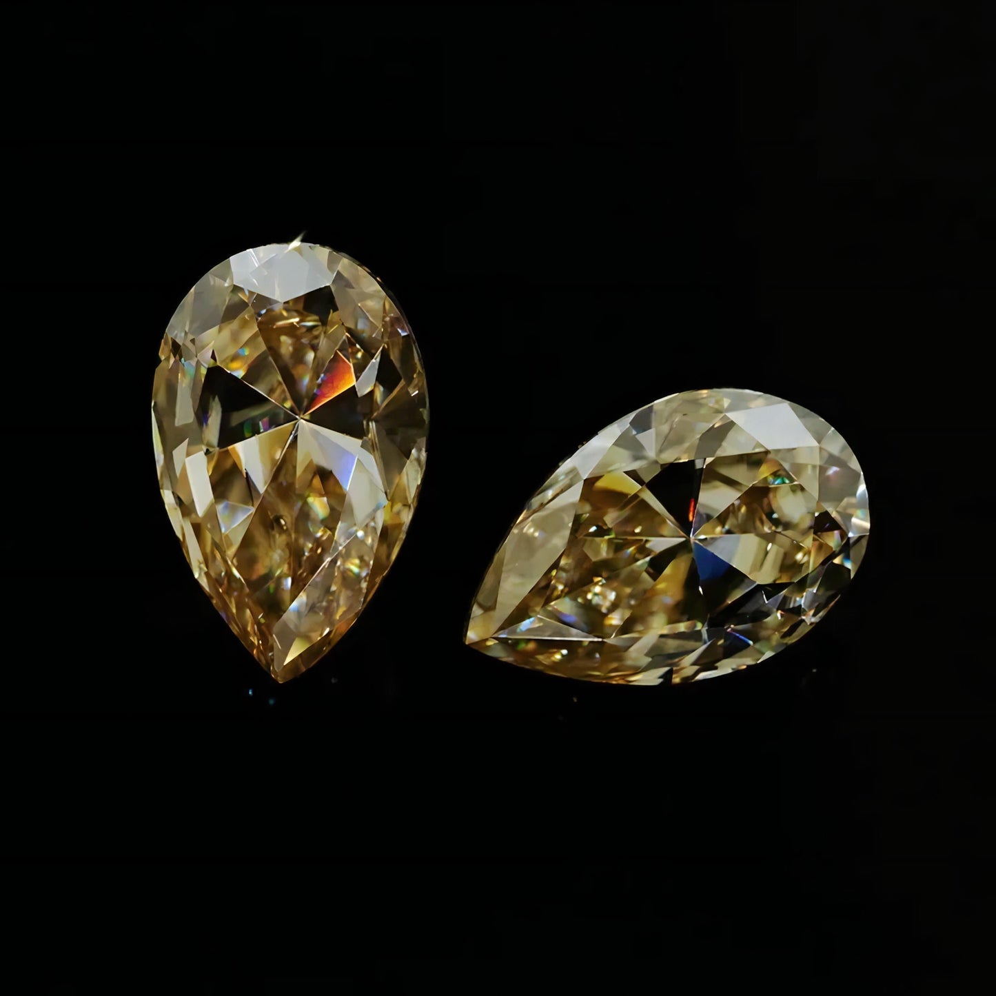 Vivid Champagne Pear Cut Moissanites - Premium Jewelry from Dazzling Delights - Just $83.33! Shop now at Dazzling Delights