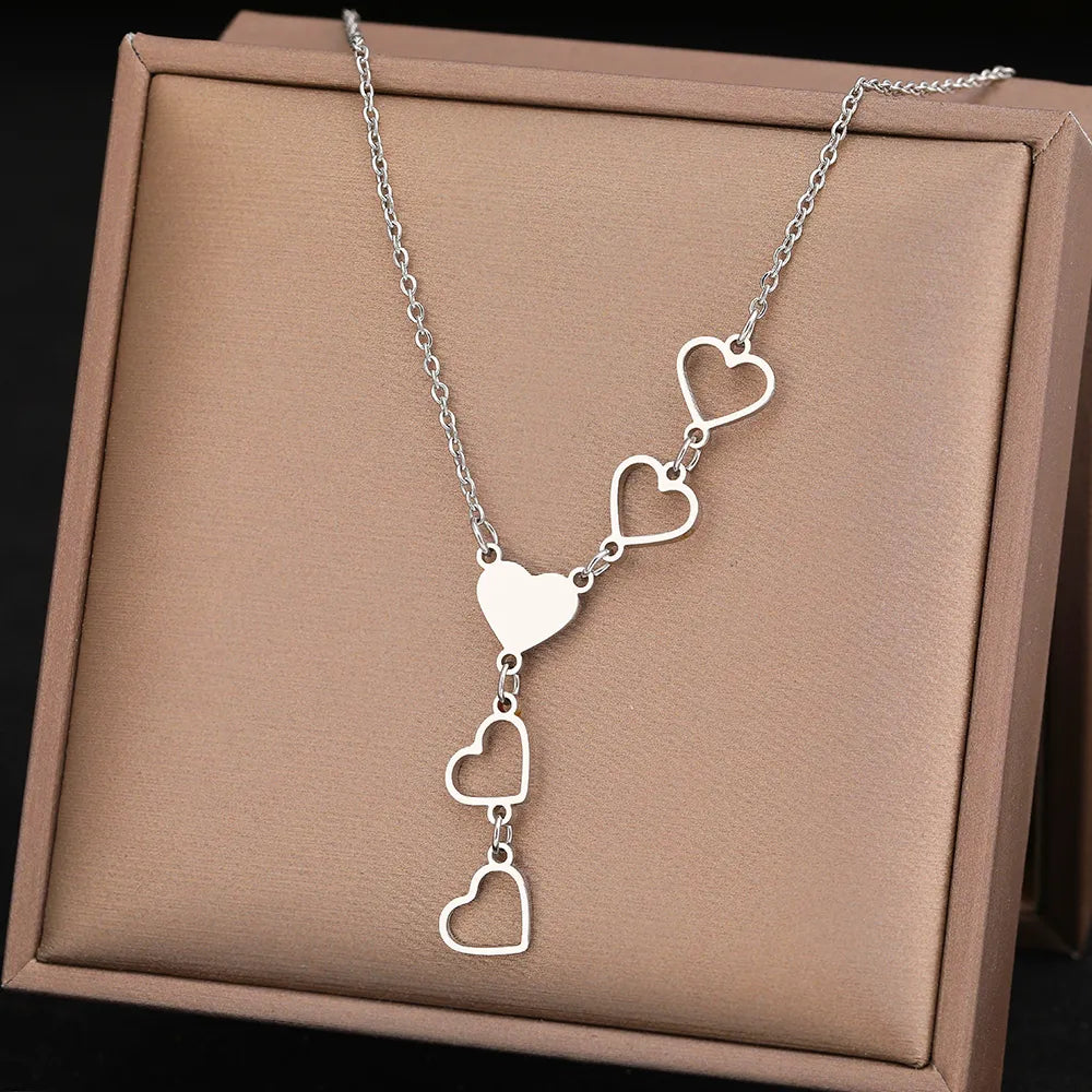 Titanium Five Heart Pendant Necklace - Premium Jewelry from Dazzling Delights - Just $20.96! Shop now at Dazzling Delights