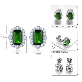 6x4mm Emerald Cut Natural Gemstone Halo Stud Earrings - Your Choice of Gemstone - Premium Jewelry from Dazzling Delights - Just $45! Shop now at Dazzling Delights