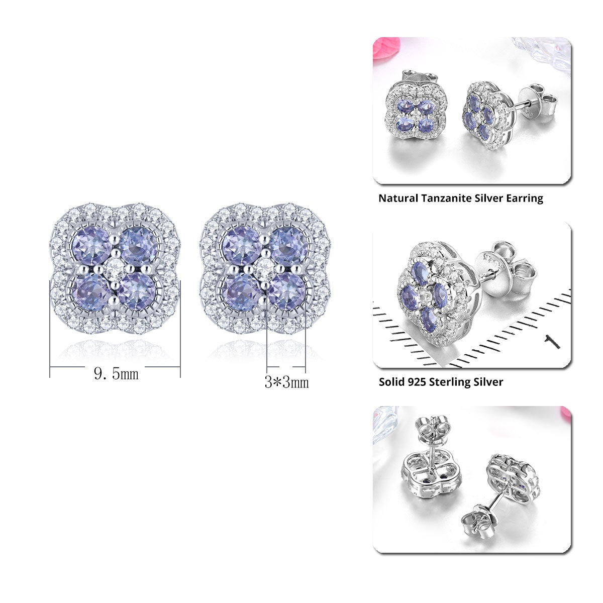 Four-Stone Natural Gemstone Halo Stud Earrings - Your Choice of Gemstone - Premium Jewelry from Dazzling Delights - Just $69.71! Shop now at Dazzling Delights