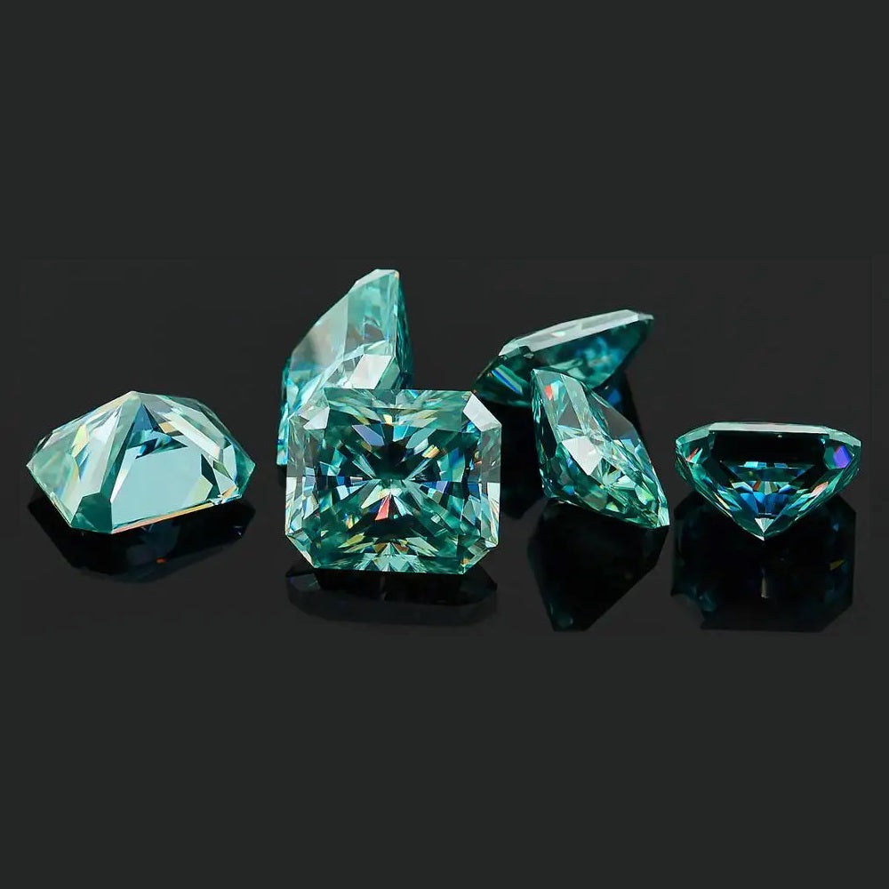 Bluish Green Radiant Cut Moissanites - Premium Jewelry from Dazzling Delights - Just $83.33! Shop now at Dazzling Delights