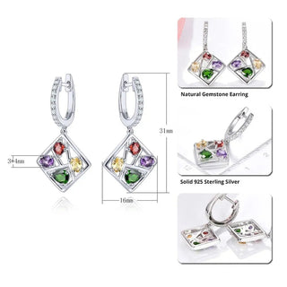 Four Stone Oval Cut Natural Gemstone Dangle Earrings - Premium Jewelry from Dazzling Delights - Just $52.50! Shop now at Dazzling Delights