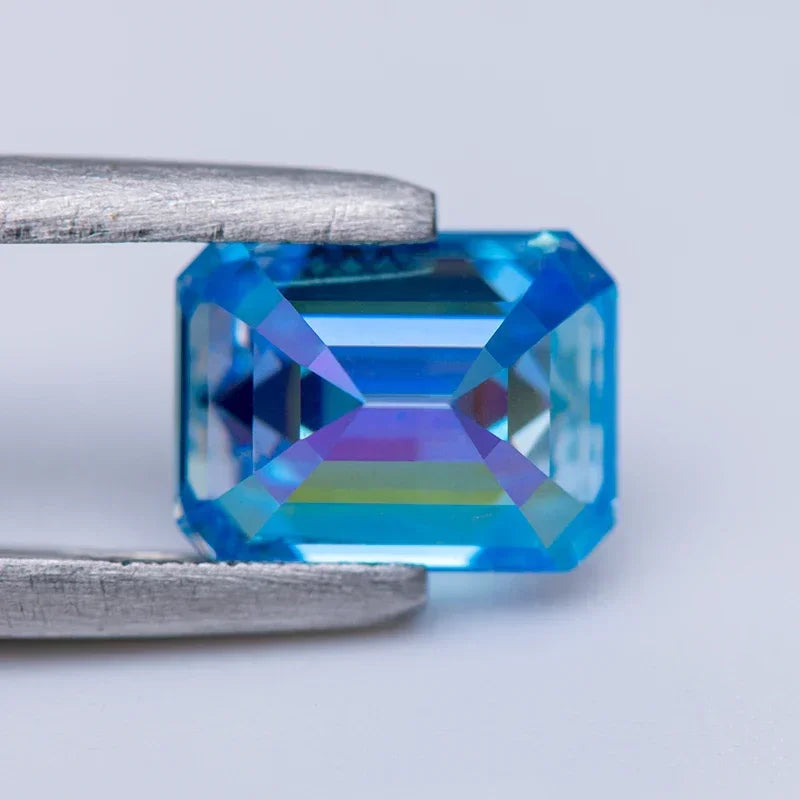 Sea Blue Emerald Cut Moissanites - Premium Jewelry from Dazzling Delights - Just $83.33! Shop now at Dazzling Delights