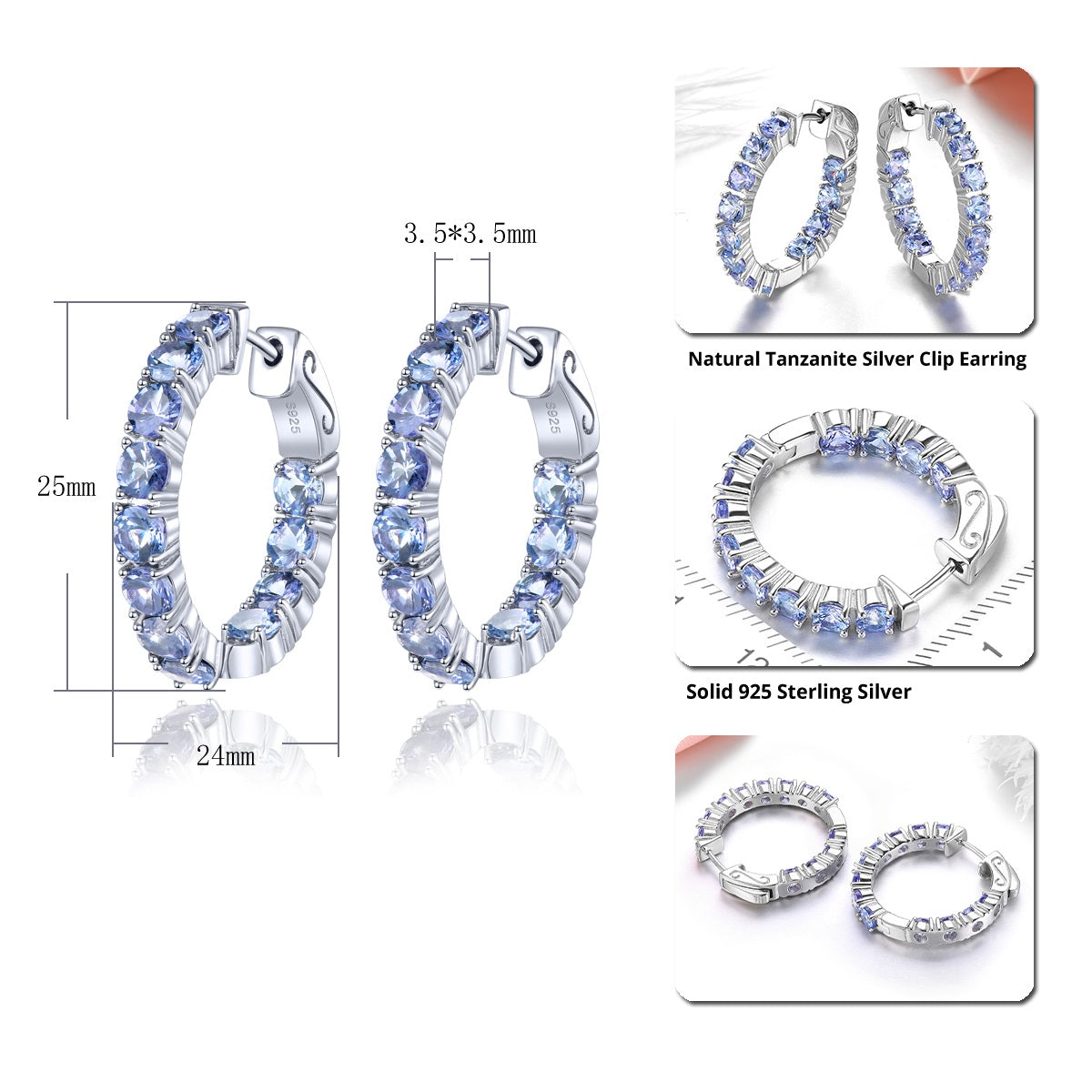 4.3ct Tanzanite Sterling Silver Hoop Earrings - Premium Jewelry from Dazzling Delights - Just $125.21! Shop now at Dazzling Delights