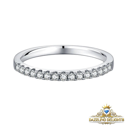 1.5mm Round Brilliant Cut Moissanite Half Eternity Ring Wedding Band - Premium Jewelry from Dazzling Delights - Just $51.71! Shop now at Dazzling Delights