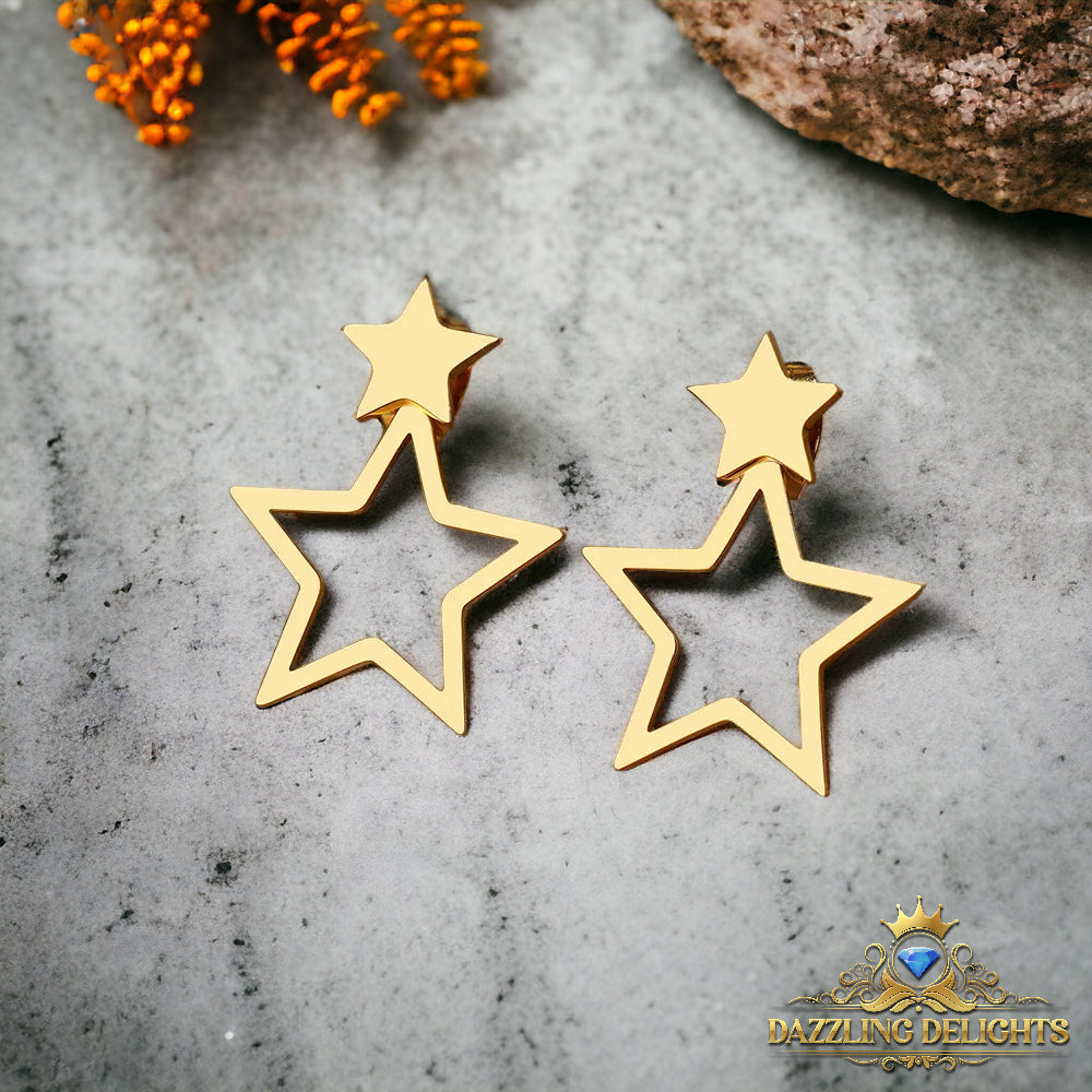 Titanium Double Star Stud Earrings - Premium Jewelry from Dazzling Delights - Just $20.96! Shop now at Dazzling Delights