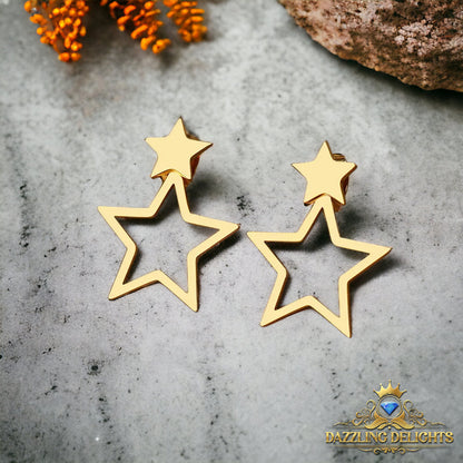 Titanium Double Star Stud Earrings - Premium Jewelry from Dazzling Delights - Just $20.96! Shop now at Dazzling Delights