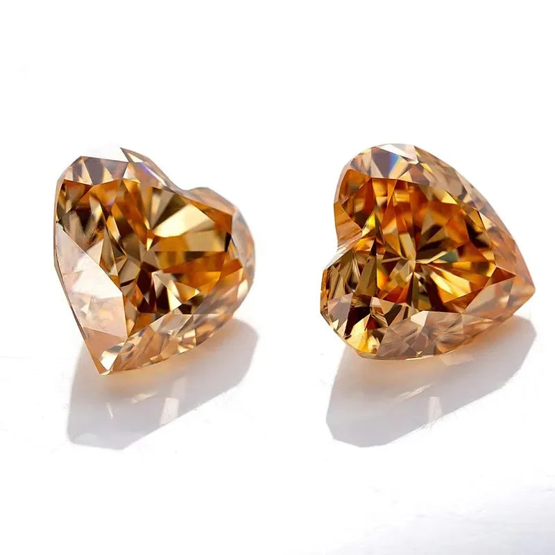 Vivid Champagne Heart Cut Moissanites - Premium Jewelry from Dazzling Delights - Just $91.67! Shop now at Dazzling Delights