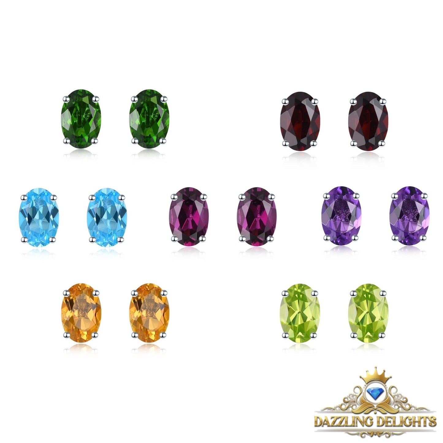 6x4mm Oval Cut Natural Gemstone Stud Earrings - Your Choice of Gemstone - Premium Jewelry from Dazzling Delights - Just $41.96! Shop now at Dazzling Delights