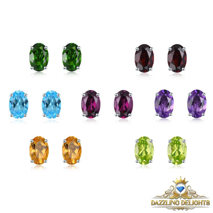 6x4mm Oval Cut Natural Gemstone Stud Earrings - Your Choice of Gemstone - Premium Jewelry from Dazzling Delights - Just $41.96! Shop now at Dazzling Delights